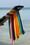 Coloured Prayer Ribbons on Bow of Boat