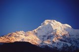 A sunset view of Mt Annapurna, seen from Ghandrung village; the Himalayas, Nepal.