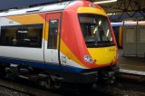Class 170 Two Coach Diesel Multiple Unit at platform 2, Southampton Central Railway Station, Hampshire, England, UK:
