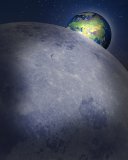 Digital Concept: Planet Earth rising above the moon