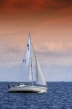 Sailing boat and colourful sky