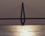 Denmark/Zealand-Falster: Farø Bridge at sunset 