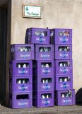 Amalfi Coast, Campania, Italy, Mediterranean, Europe; stacks of bottle crates.