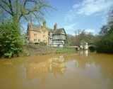 UK, England, Salford, Worsley, The Packet House, Bridgewater canal, with iron stained water,
