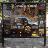 Pozzuoli, Naples, Italy, EU:view of information board showing the town map.