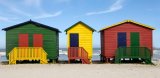 Colourfully painted Victorian bathing huts, False Bay, Western Cape, South Africa, RSA.